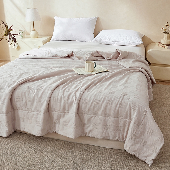 91家纺网 家纺一手货源 找家纺 锦尚坊被芯馆 2026款100%纯棉大提花夏凉被大豆空调被 全棉春秋被学生棉被-雅格 雅格-灰色