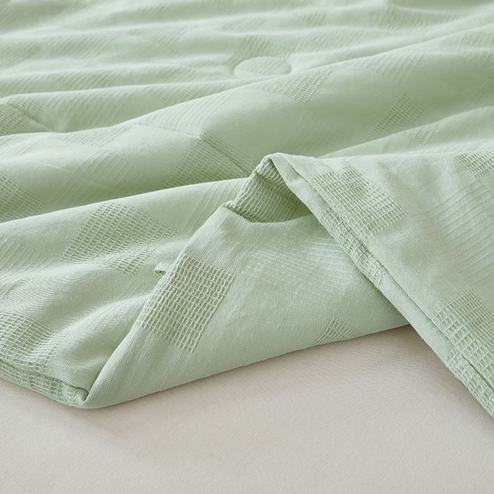 91家纺网 家纺一手货源 找家纺 锦尚坊被芯馆 2026款100%纯棉大提花夏凉被大豆空调被 全棉春秋被学生棉被-雅格 雅格-浅草绿