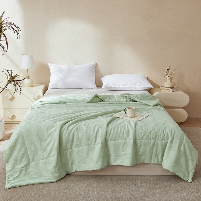 91家纺网 家纺一手货源 找家纺 锦尚坊被芯馆 2026款100%纯棉大提花夏凉被大豆空调被 全棉春秋被学生棉被-雅格 雅格-浅草绿