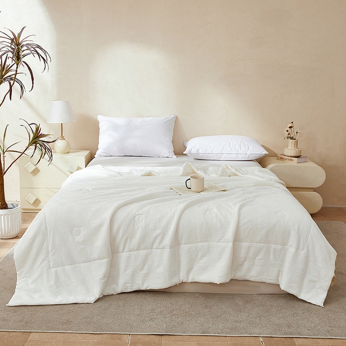 91家纺网 家纺一手货源 找家纺 锦尚坊被芯馆 2026款100%纯棉大提花夏凉被大豆空调被 全棉春秋被学生棉被-雅格 雅格-奶白