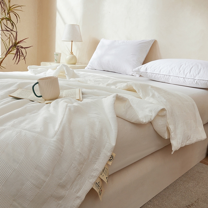 91家纺网 家纺一手货源 找家纺 锦尚坊被芯馆 2026款100%纯棉大提花夏凉被大豆空调被 全棉春秋被学生棉被-雅格 雅格-奶白