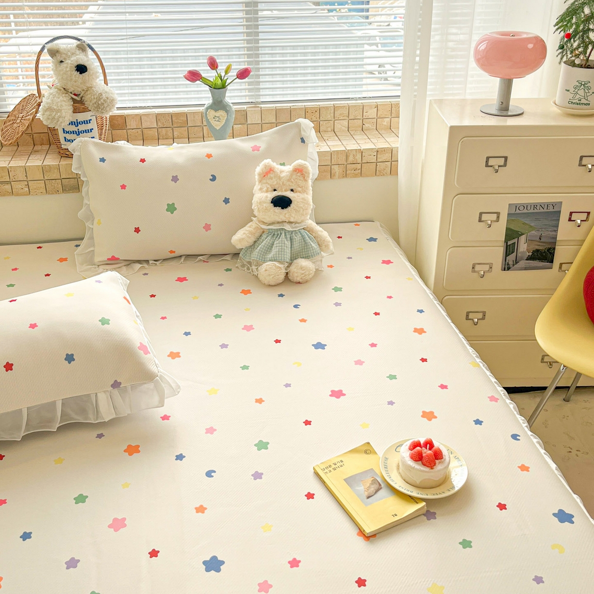 91家纺网 家纺一手货源 找家纺 川悦生活 2026新款雪纺冰丝床裙凉席三件套 床裙晴天星星