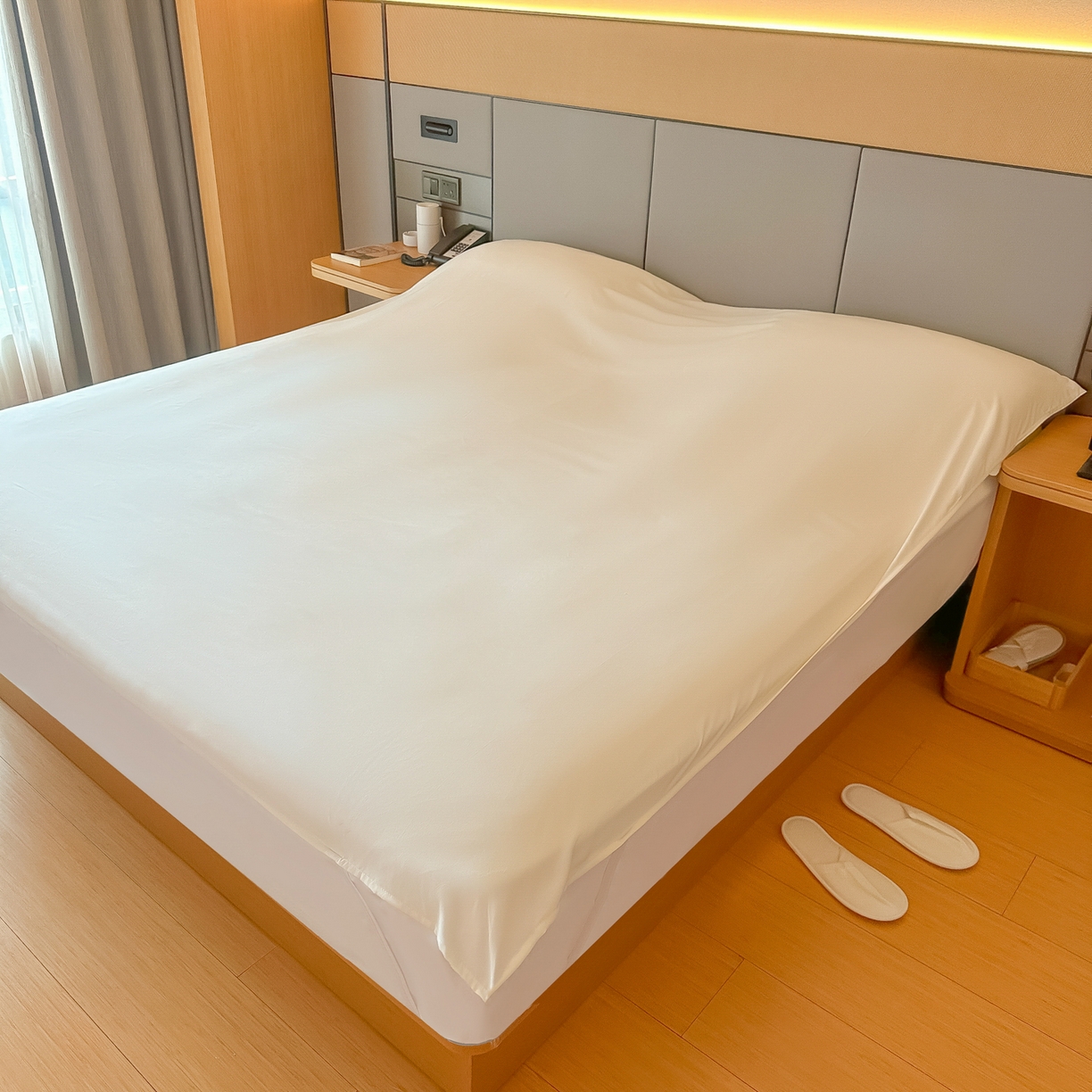 91家纺网 家纺一手货源 找家纺 柒星睡袋 2026新款分体式隔脏套件纯色系列 分体式 米白