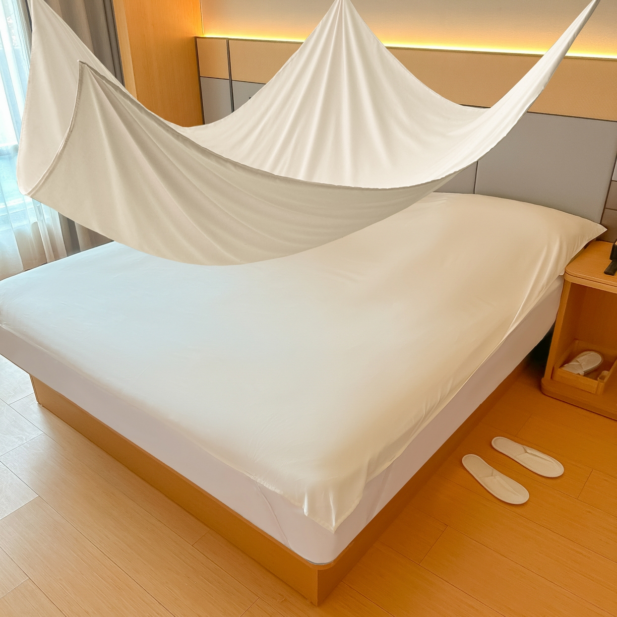 91家纺网 家纺一手货源 找家纺 柒星睡袋 2026新款分体式隔脏套件纯色系列 分体式 米白