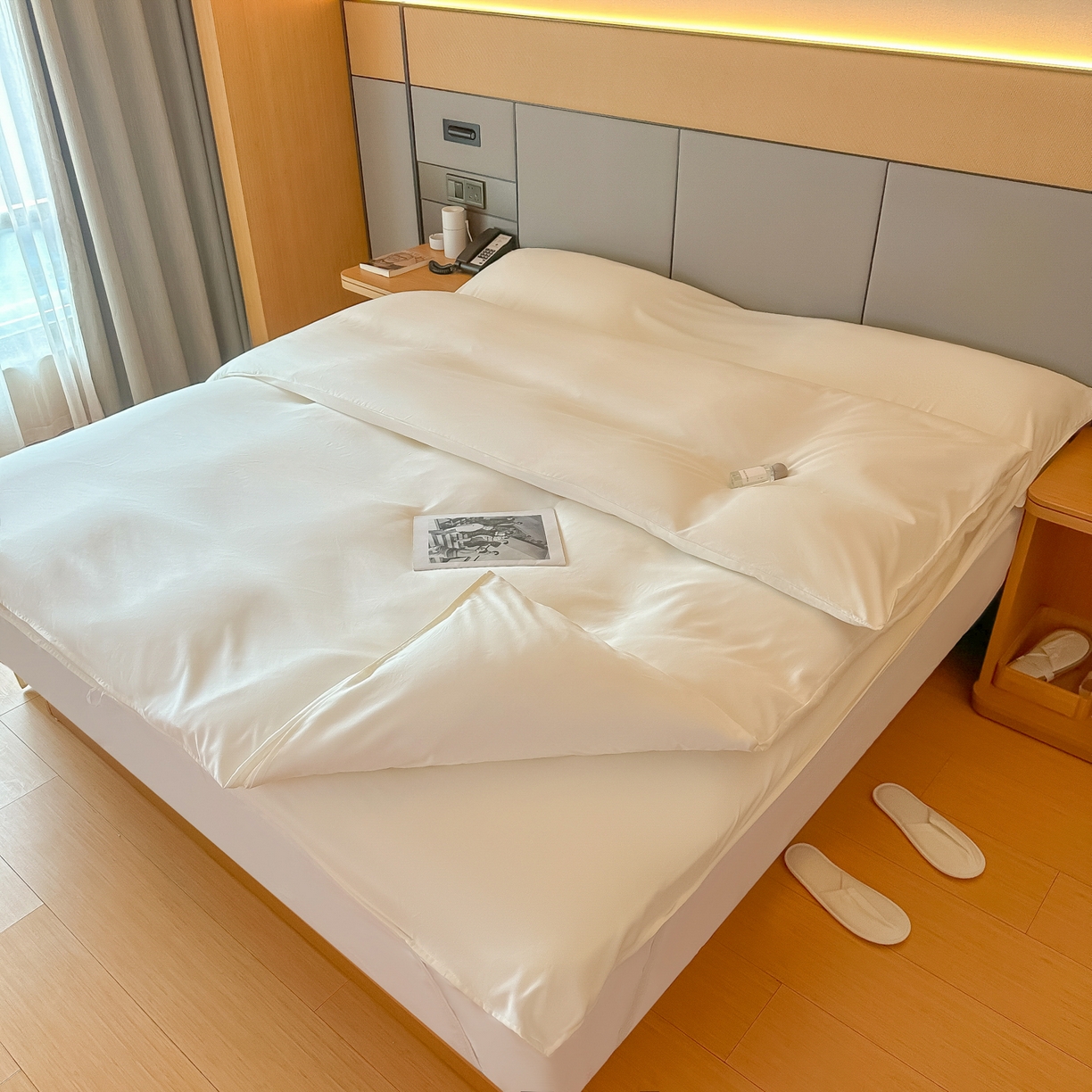 91家纺网 家纺一手货源 找家纺 柒星睡袋 2026新款分体式隔脏套件纯色系列 分体式 米白