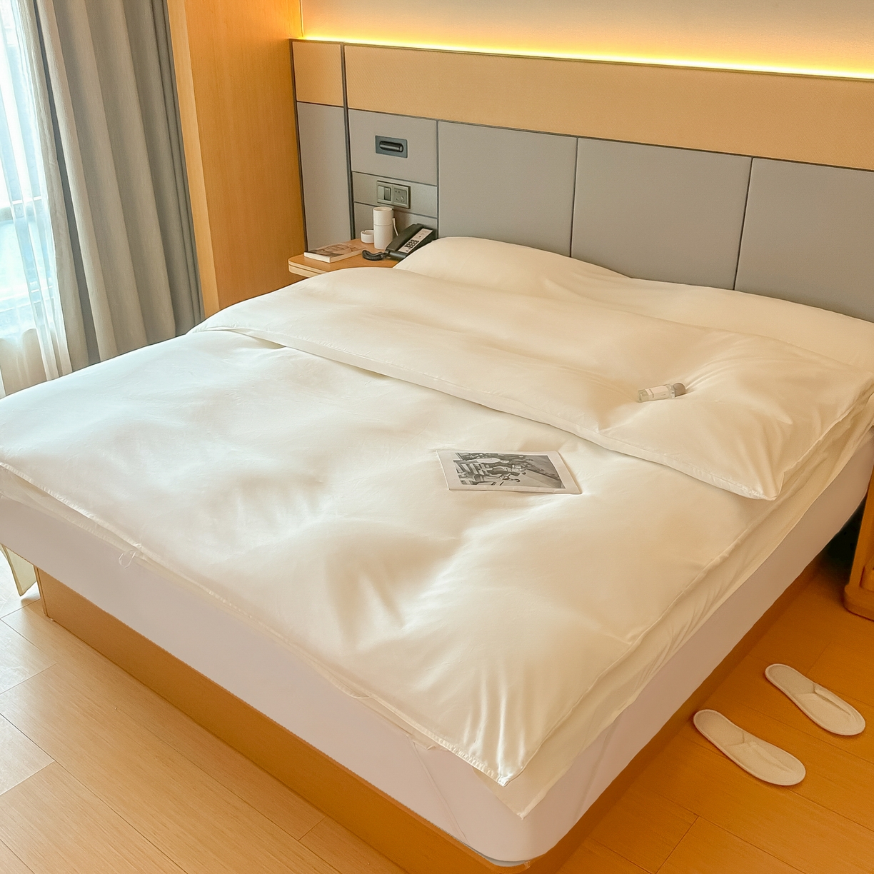 91家纺网 家纺一手货源 找家纺 柒星睡袋 2026新款分体式隔脏套件纯色系列 分体式 米白