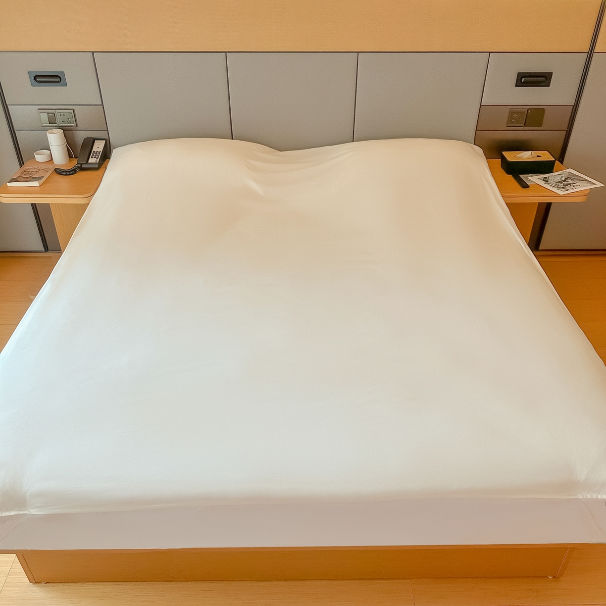 91家纺网 家纺一手货源 找家纺 柒星睡袋 2026新款分体式隔脏套件纯色系列 分体式 米白