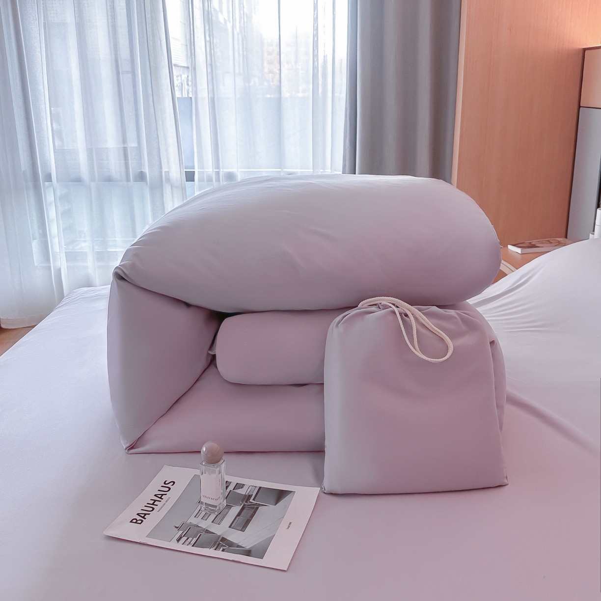 91家纺网 家纺一手货源 找家纺 柒星睡袋 2026新款分体式隔脏套件纯色系列 分体式 星黛紫