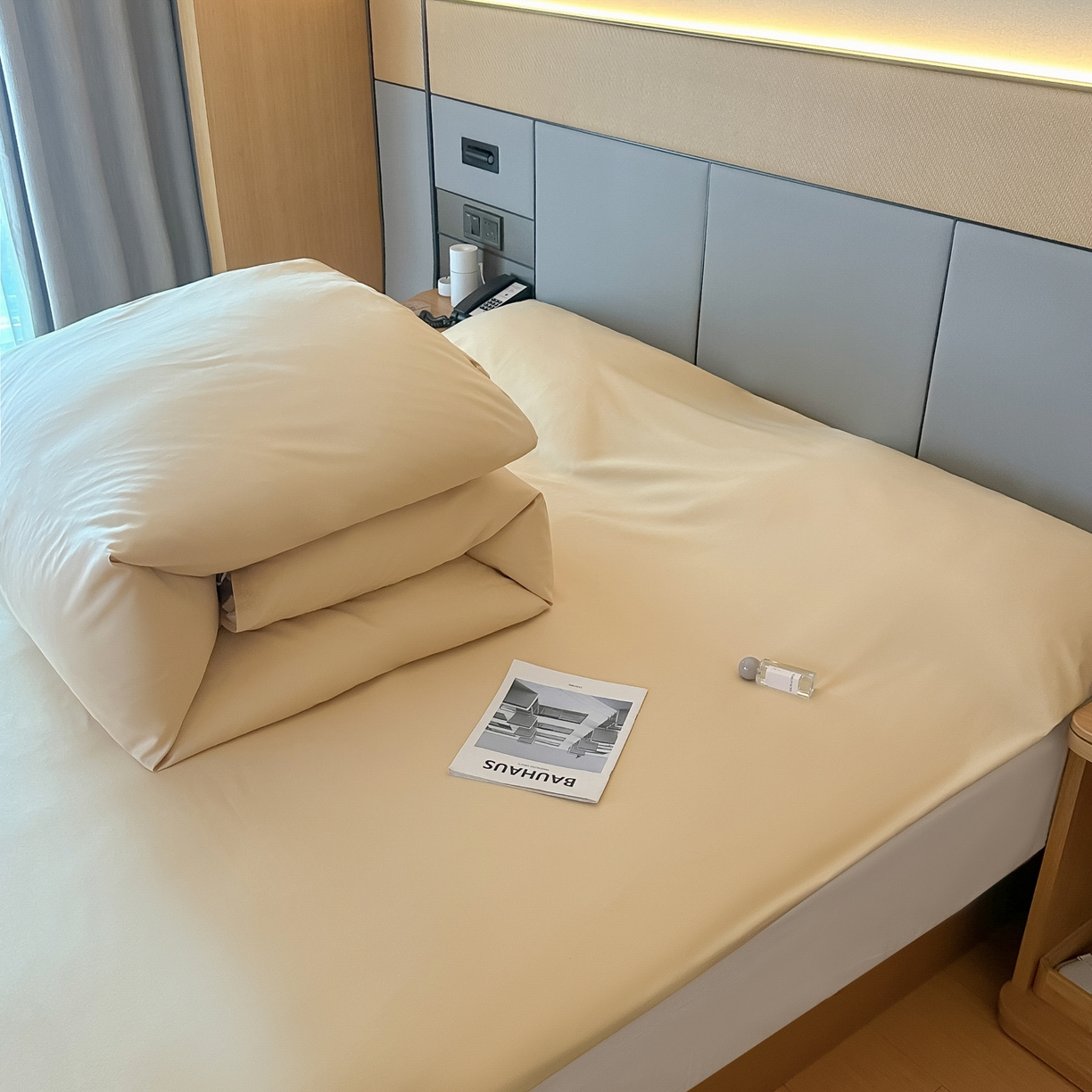 91家纺网 家纺一手货源 找家纺 柒星睡袋 2026新款分体式隔脏套件纯色系列 分体式 驼黄