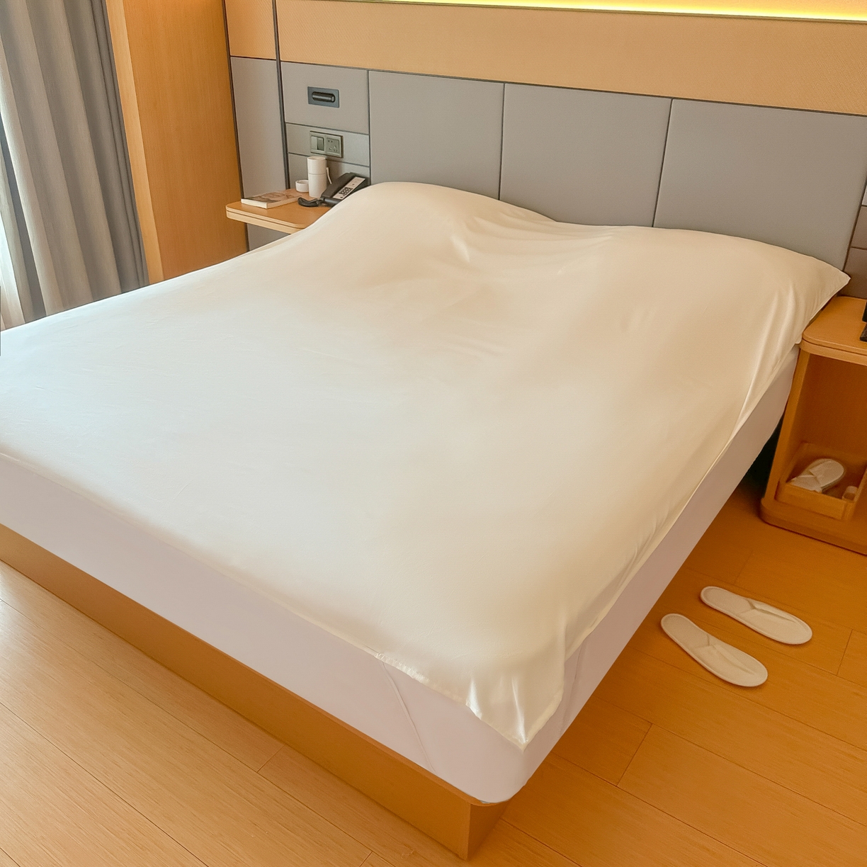 91家纺网 家纺一手货源 找家纺 柒星睡袋 2026新款分体式隔脏套件纯色系列 分体式 米白