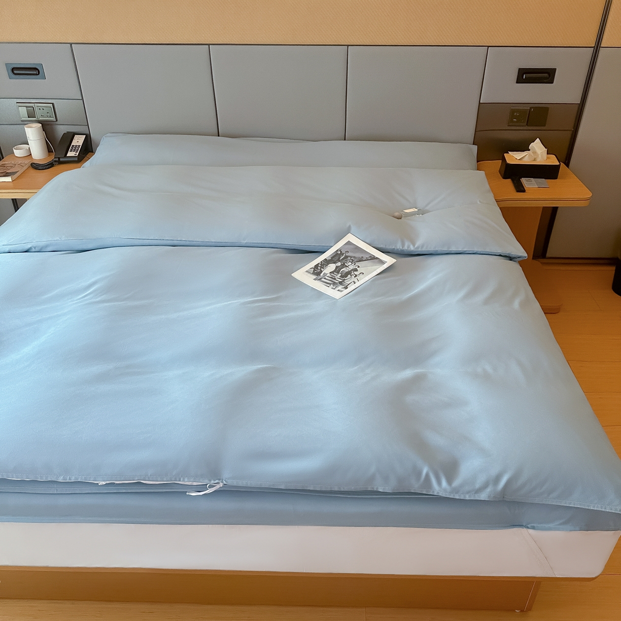 91家纺网 家纺一手货源 找家纺 柒星睡袋 2026新款分体式隔脏套件纯色系列 分体式 灰蓝