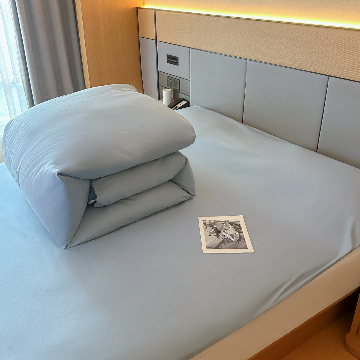 91家纺网 家纺一手货源 找家纺 柒星睡袋 2026新款分体式隔脏套件纯色系列 分体式 灰蓝