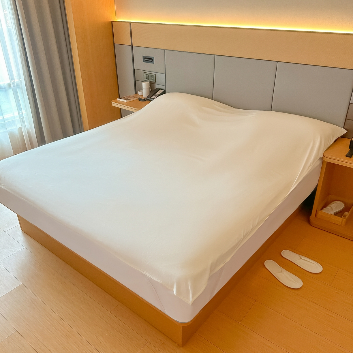 91家纺网 家纺一手货源 找家纺 柒星睡袋 2026新款分体式隔脏套件纯色系列 分体式 米白