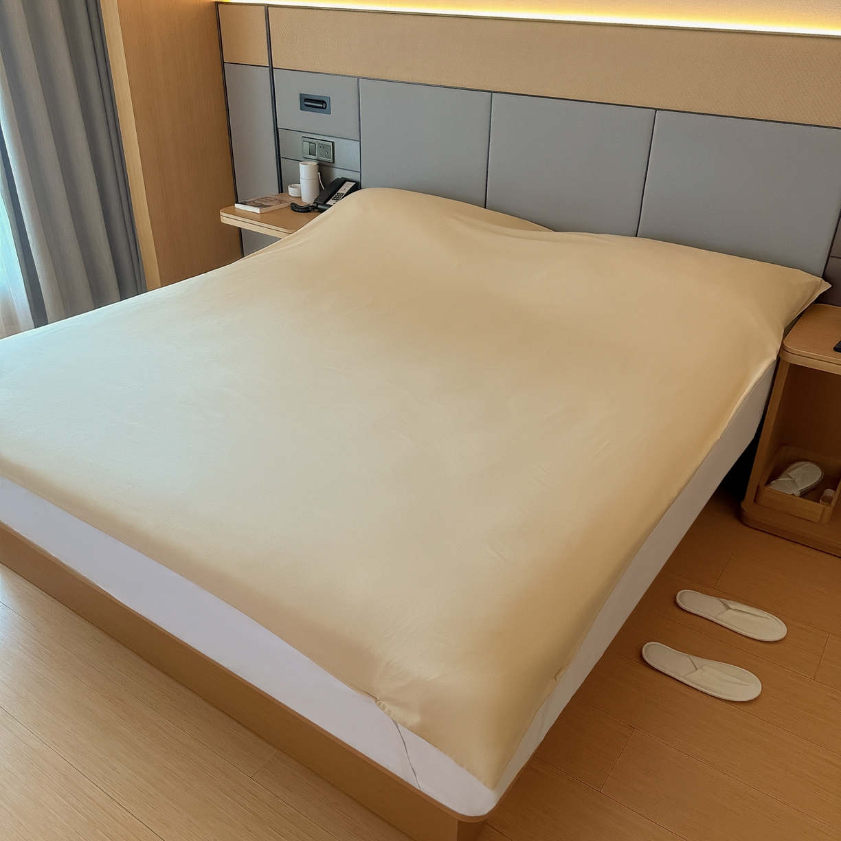 91家纺网 家纺一手货源 找家纺 柒星睡袋 2026新款分体式隔脏套件纯色系列 分体式 驼黄