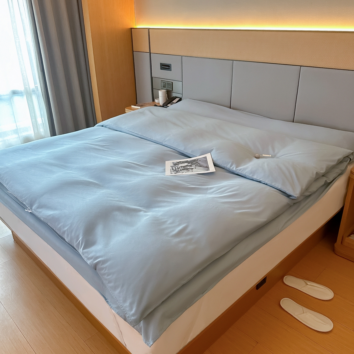 91家纺网 家纺一手货源 找家纺 柒星睡袋 2026新款分体式隔脏套件纯色系列 分体式 灰蓝