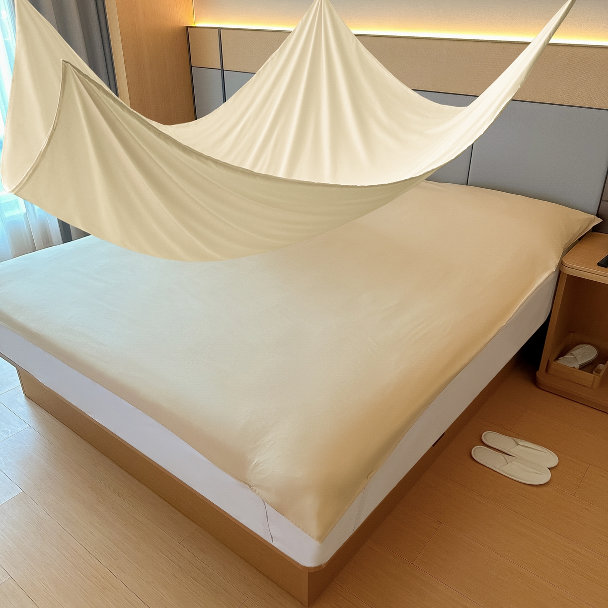 91家纺网 家纺一手货源 找家纺 柒星睡袋 2026新款分体式隔脏套件纯色系列 分体式 驼黄