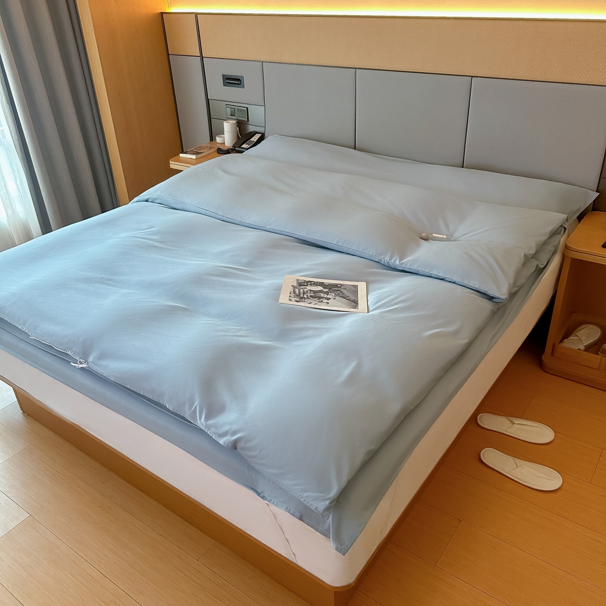 91家纺网 家纺一手货源 找家纺 柒星睡袋 2026新款分体式隔脏套件纯色系列 分体式 灰蓝