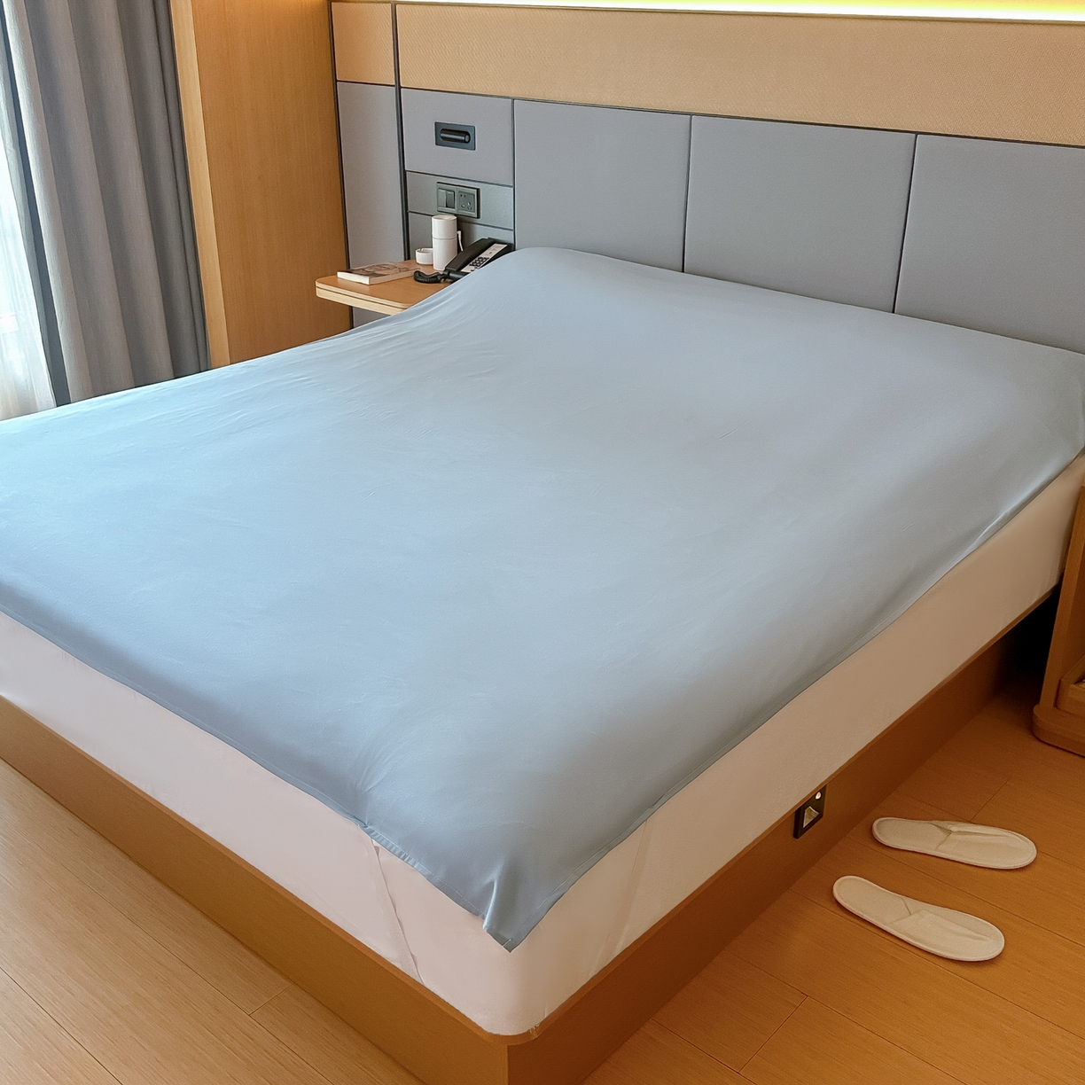 91家纺网 家纺一手货源 找家纺 柒星睡袋 2026新款分体式隔脏套件纯色系列 分体式 灰蓝