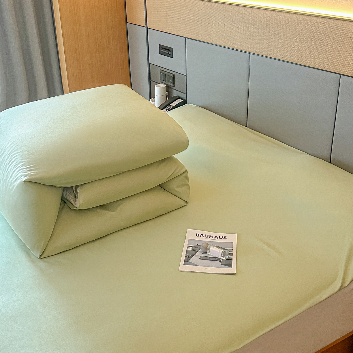 91家纺网 家纺一手货源 找家纺 柒星睡袋 2026新款分体式隔脏套件纯色系列 分体式 豆绿