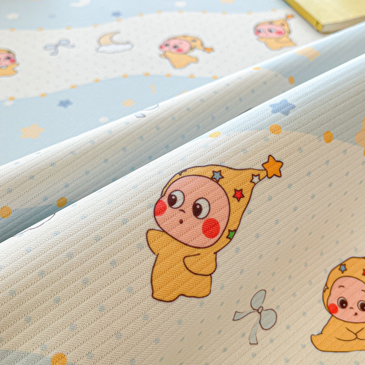 91家纺网 家纺一手货源 找家纺 川悦生活 2026新款雪纺冰丝床裙凉席三件套 床裙数星星