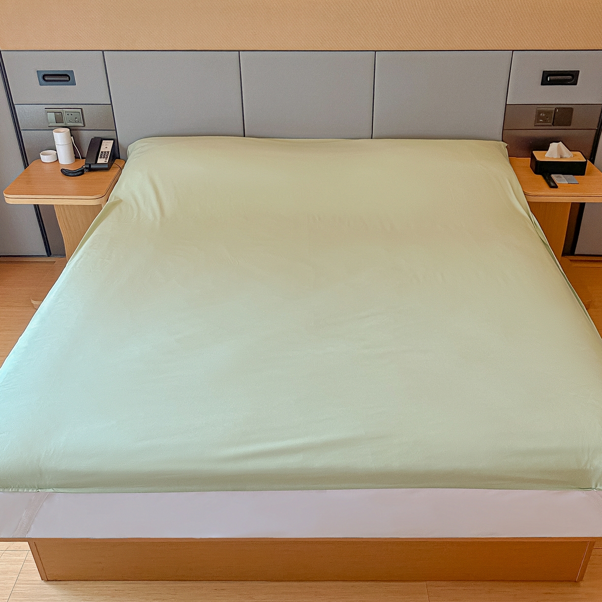 91家纺网 家纺一手货源 找家纺 柒星睡袋 2026新款分体式隔脏套件纯色系列 分体式 豆绿