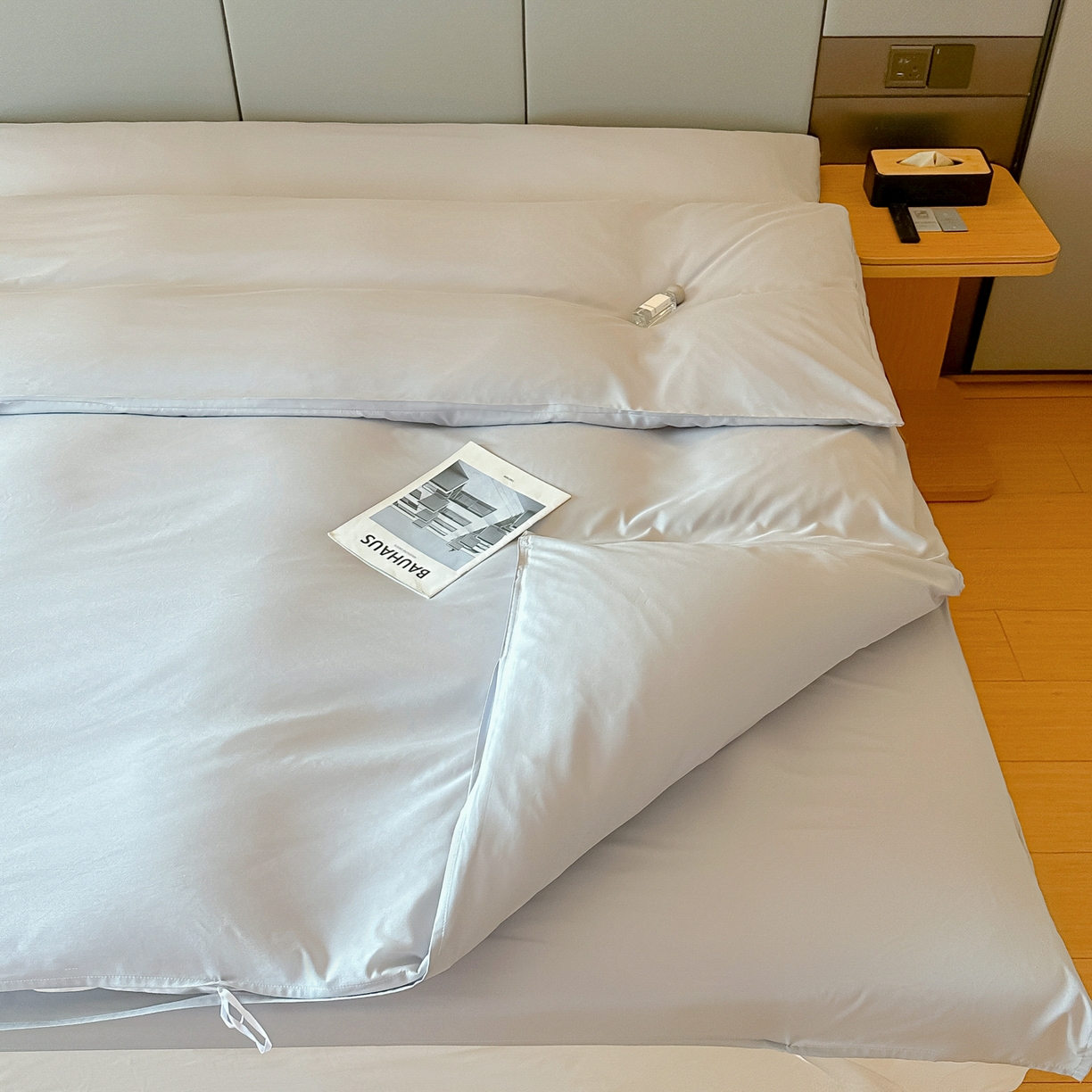 91家纺网 家纺一手货源 找家纺 柒星睡袋 2026新款分体式隔脏套件纯色系列 分体式 浅灰