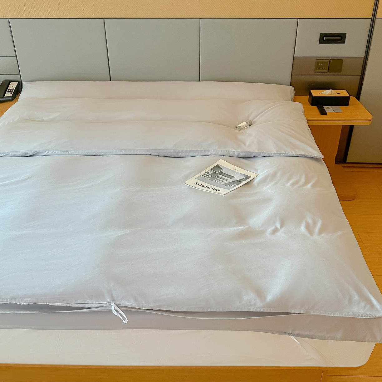 91家纺网 家纺一手货源 找家纺 柒星睡袋 2026新款分体式隔脏套件纯色系列 分体式 浅灰