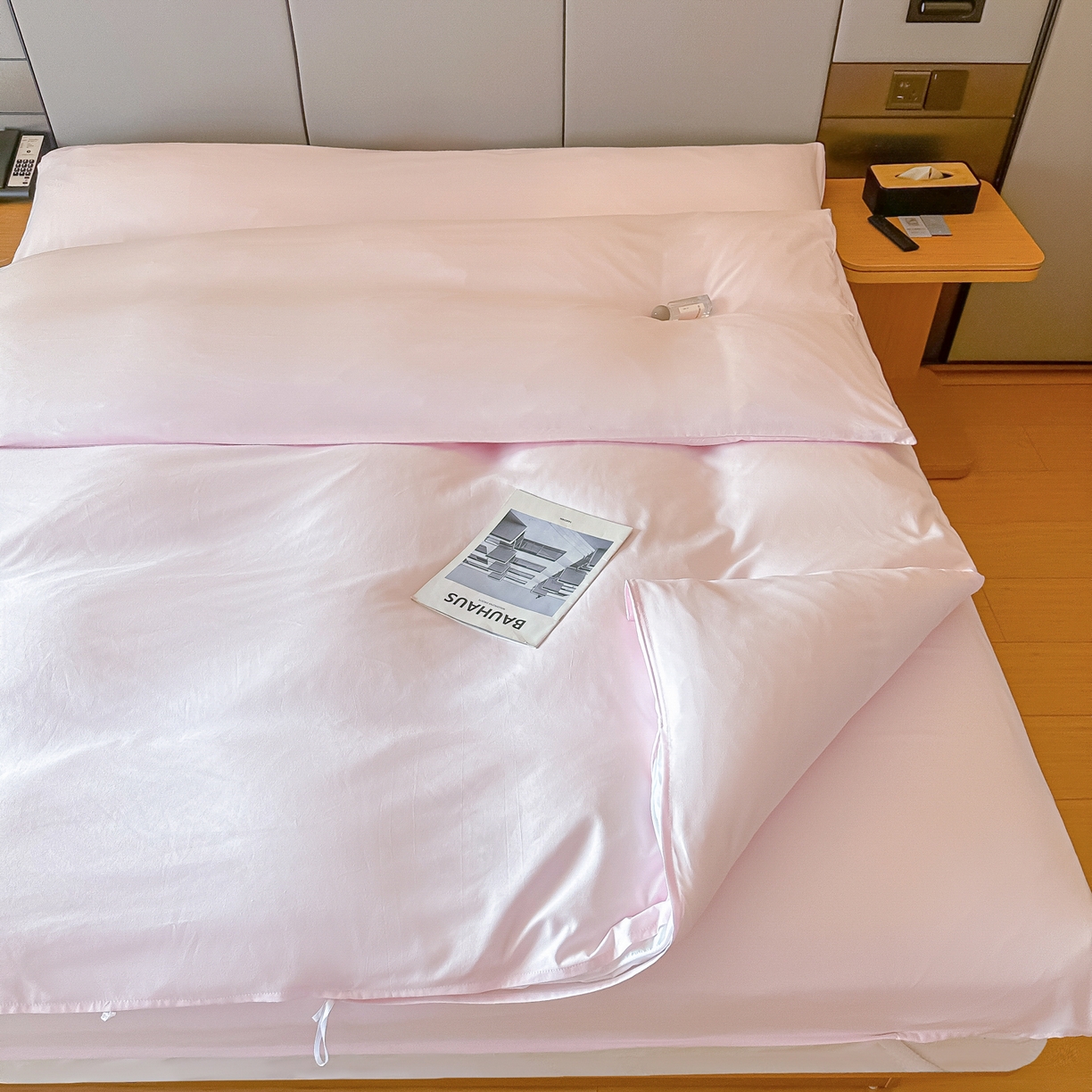 91家纺网 家纺一手货源 找家纺 柒星睡袋 2026新款分体式隔脏套件纯色系列 分体式 浅粉