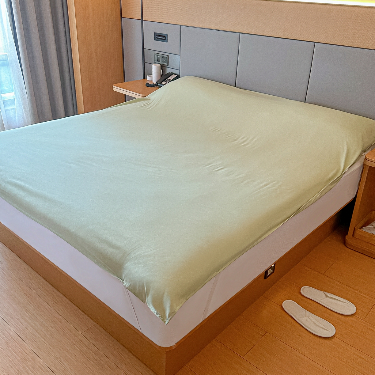 91家纺网 家纺一手货源 找家纺 柒星睡袋 2026新款分体式隔脏套件纯色系列 分体式 豆绿