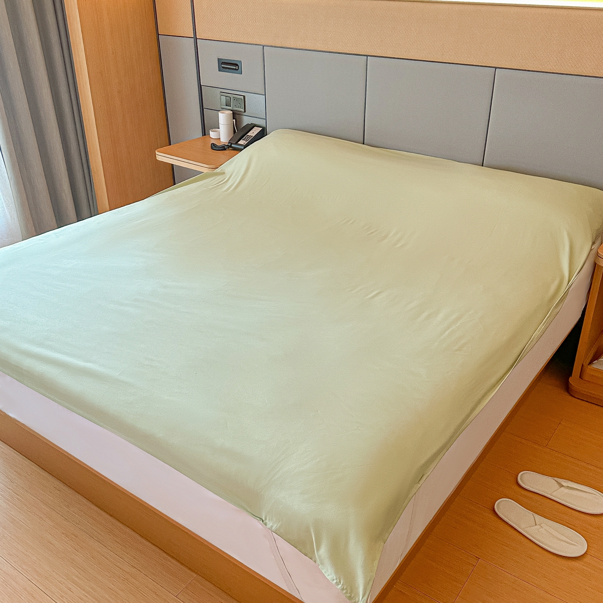 91家纺网 家纺一手货源 找家纺 柒星睡袋 2026新款分体式隔脏套件纯色系列 分体式 豆绿