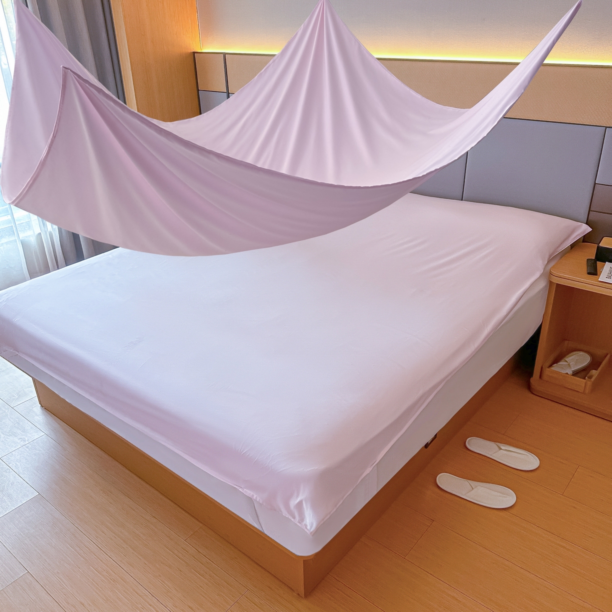 91家纺网 家纺一手货源 找家纺 柒星睡袋 2026新款分体式隔脏套件纯色系列 分体式 浅粉