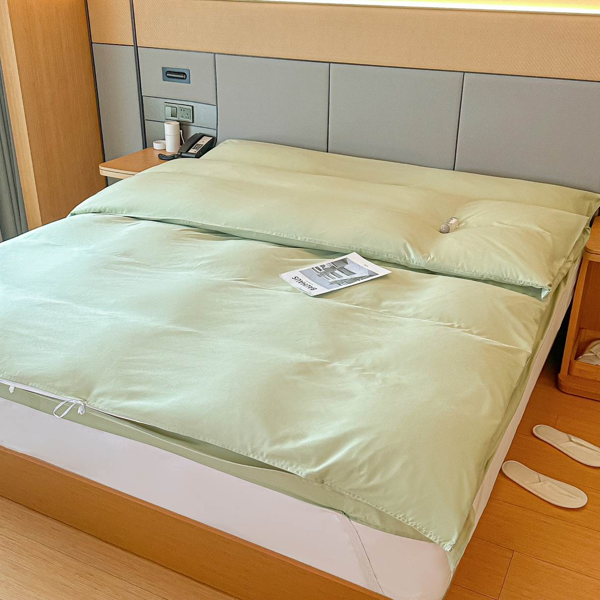 柒星睡袋 2026新款分体式隔脏套件纯色系列 分体式 豆绿