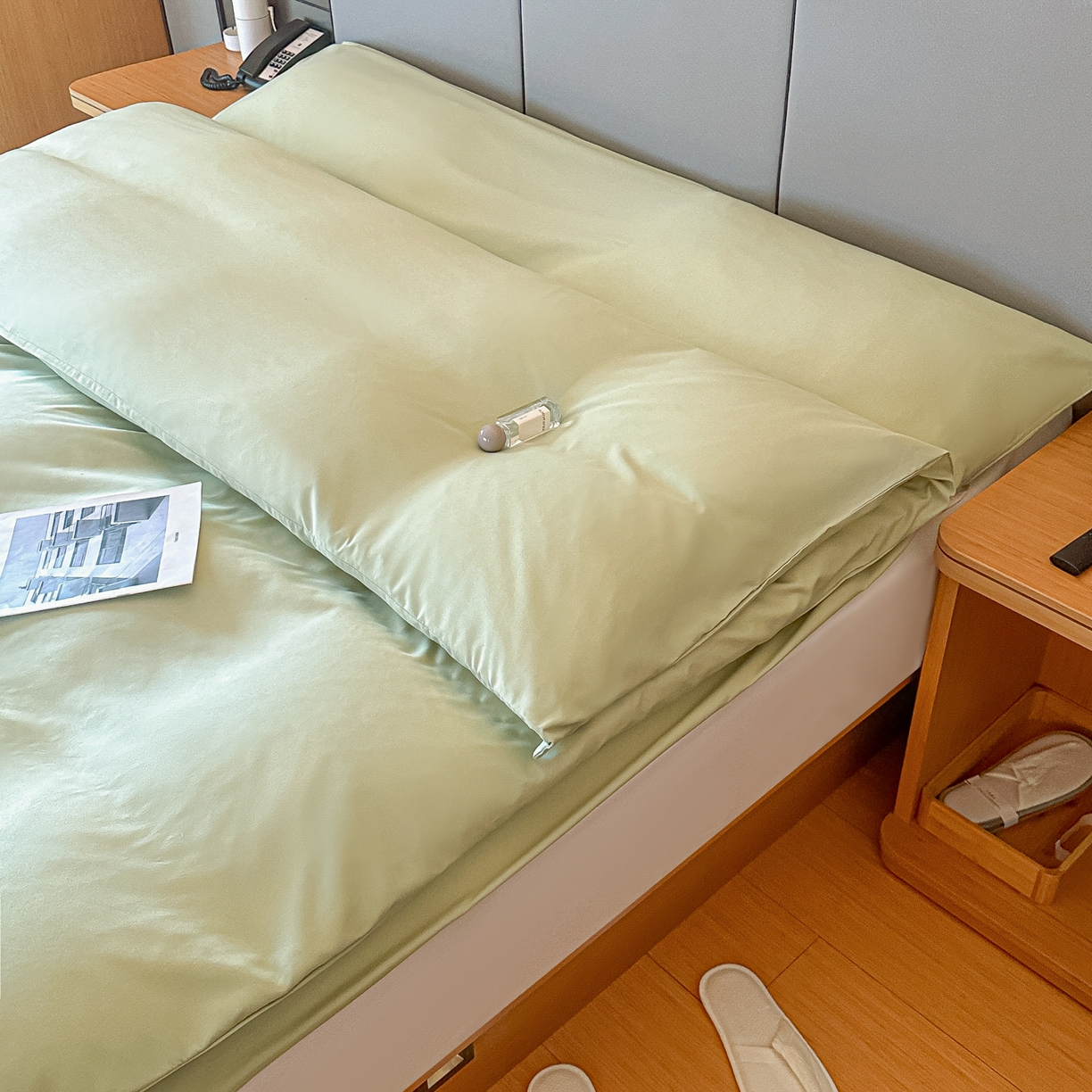 91家纺网 家纺一手货源 找家纺 柒星睡袋 2026新款分体式隔脏套件纯色系列 分体式 豆绿