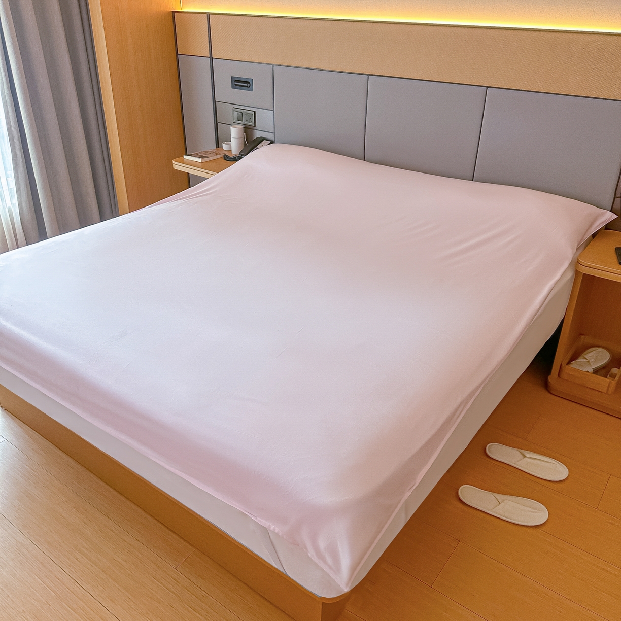 91家纺网 家纺一手货源 找家纺 柒星睡袋 2026新款分体式隔脏套件纯色系列 分体式 浅粉