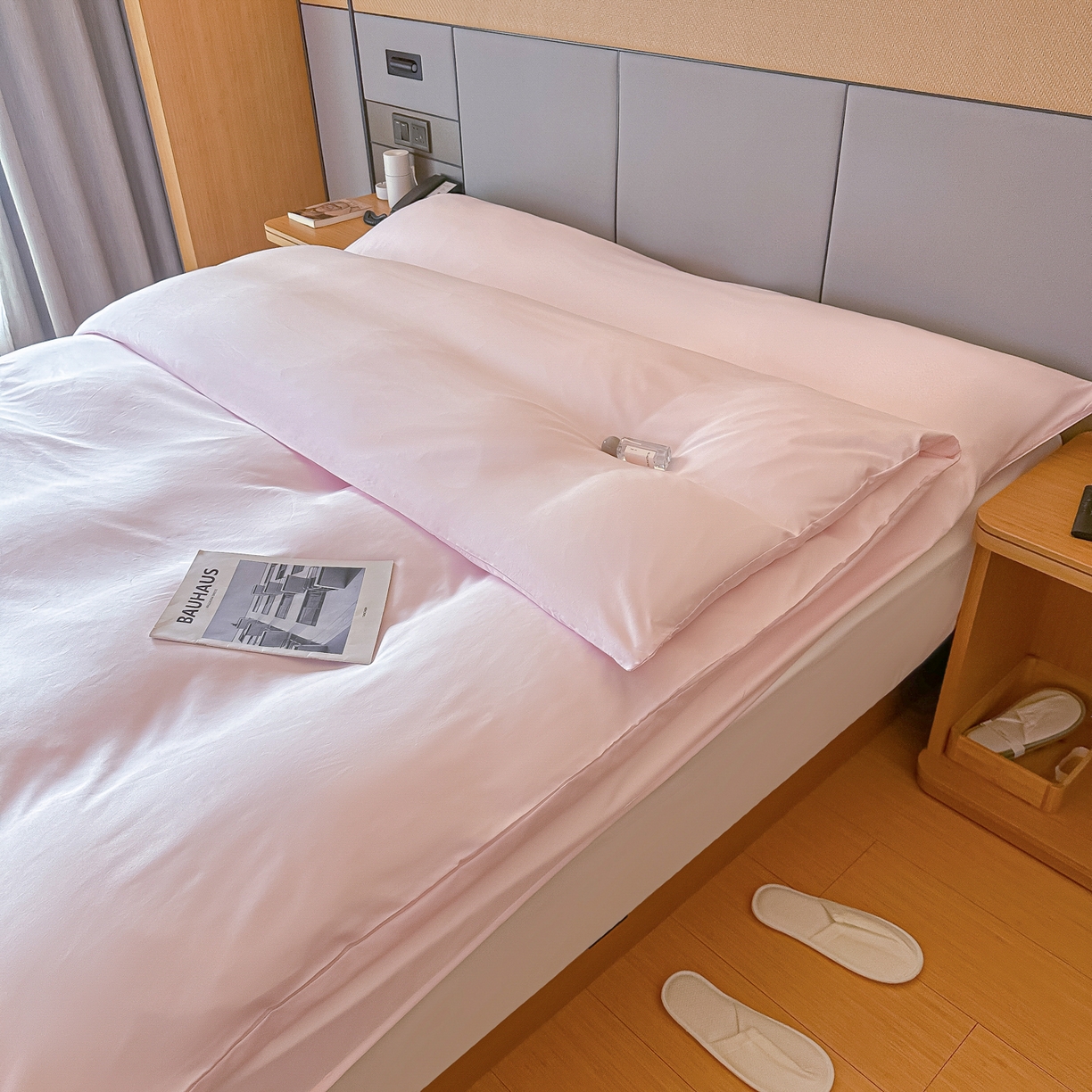91家纺网 家纺一手货源 找家纺 柒星睡袋 2026新款分体式隔脏套件纯色系列 分体式 浅粉