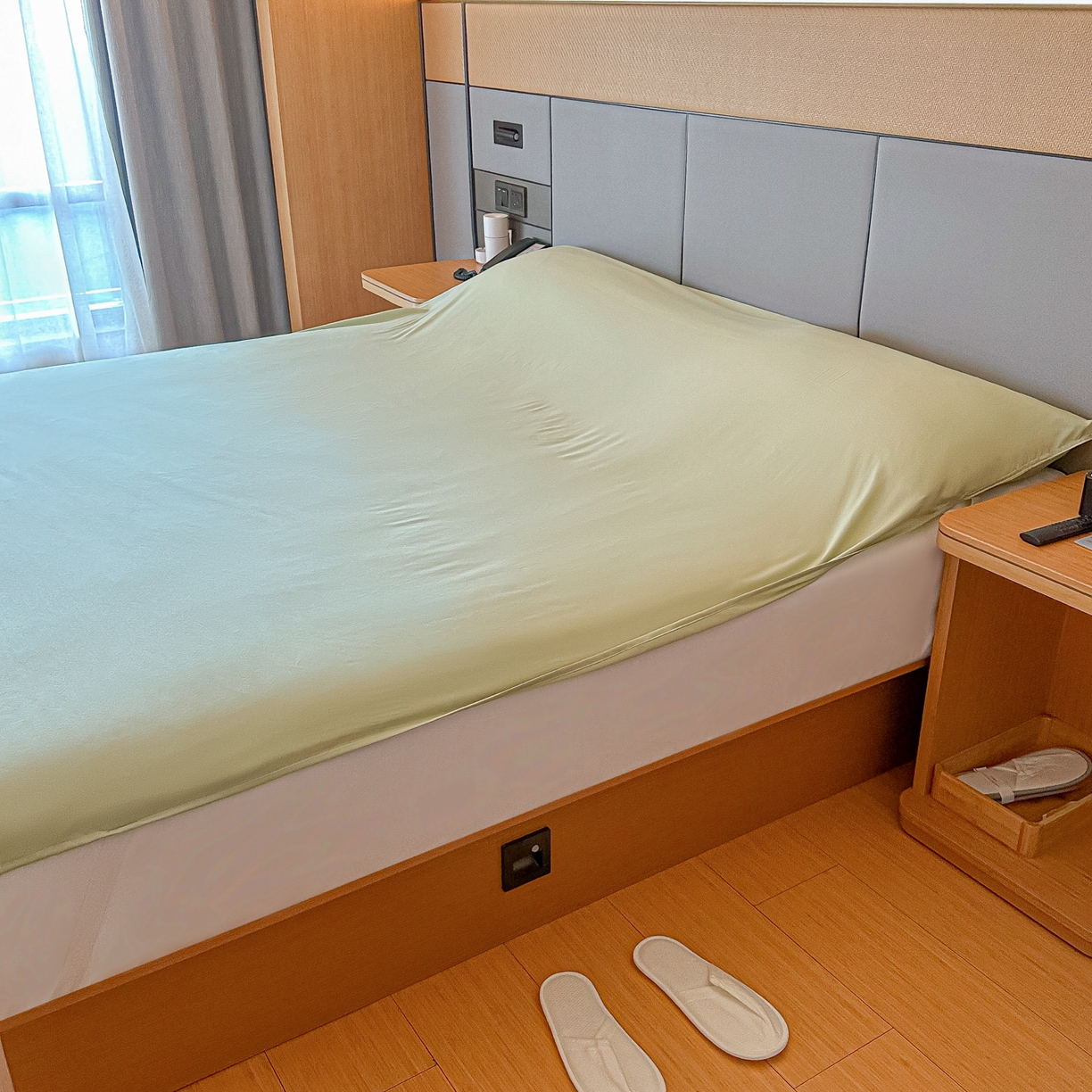 91家纺网 家纺一手货源 找家纺 柒星睡袋 2026新款分体式隔脏套件纯色系列 分体式 豆绿