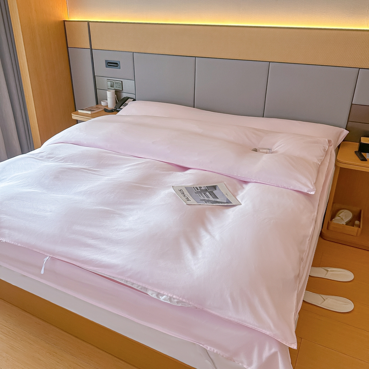 91家纺网 家纺一手货源 找家纺 柒星睡袋 2026新款分体式隔脏套件纯色系列 分体式 浅粉