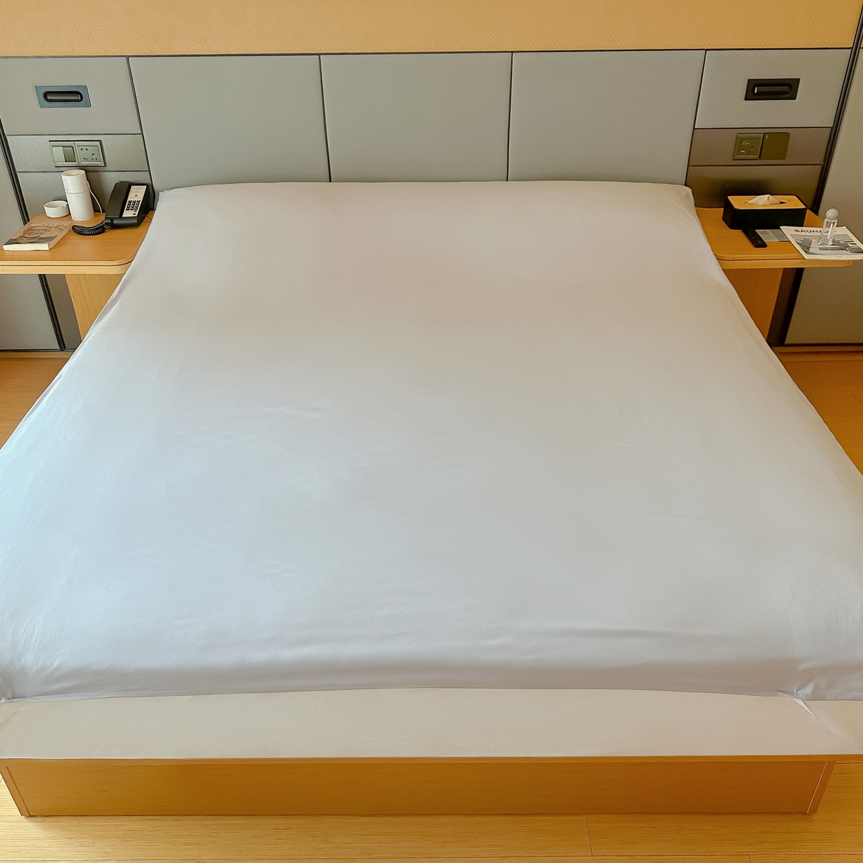 91家纺网 家纺一手货源 找家纺 柒星睡袋 2026新款分体式隔脏套件纯色系列 分体式 浅灰