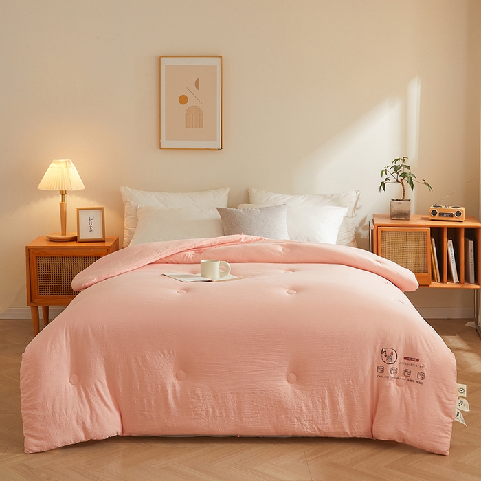 91家纺网 家纺一手货源 找家纺 锦尚坊被芯馆 2026年新款双层纱大豆被柔软针织棉夏被冬被春秋被子空调被芯 玉色