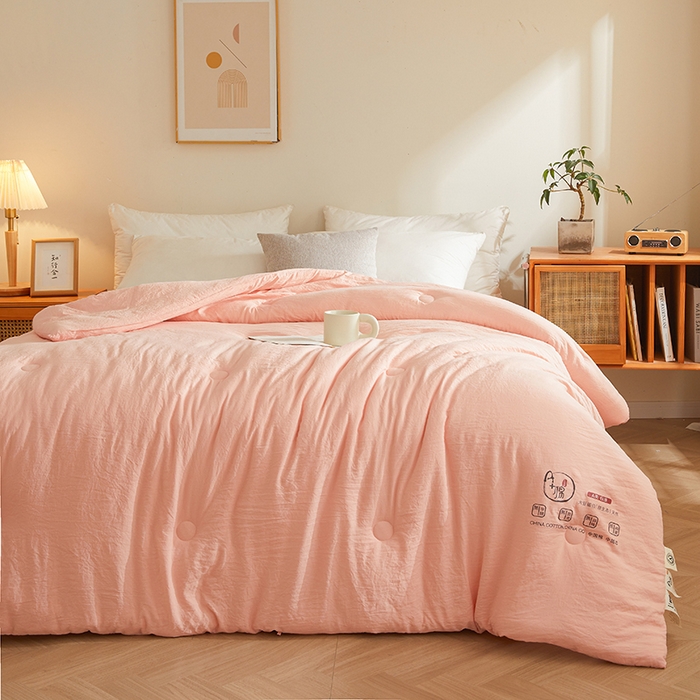 91家纺网 家纺一手货源 找家纺 锦尚坊被芯馆 2026年新款双层纱大豆被柔软针织棉夏被冬被春秋被子空调被芯 玉色