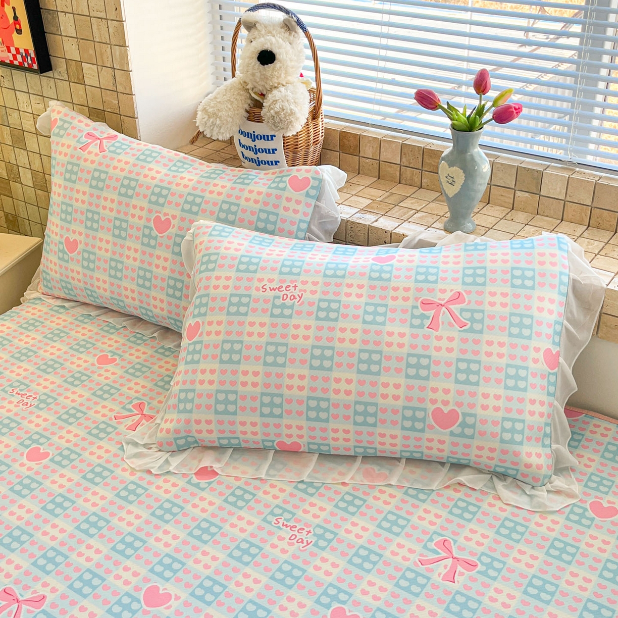 91家纺网 家纺一手货源 找家纺 川悦生活 2026新款雪纺冰丝床裙凉席三件套 床裙甜梦心愿