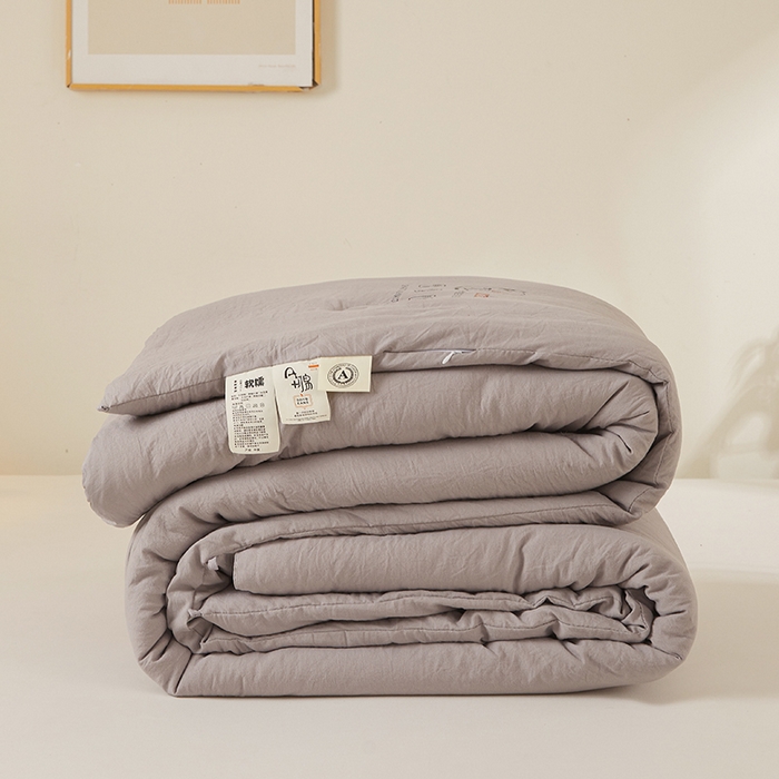 91家纺网 家纺一手货源 找家纺 锦尚坊被芯馆 2026年新款双层纱大豆被柔软针织棉夏被冬被春秋被子空调被芯 灰色
