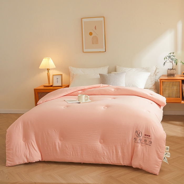 91家纺网 家纺一手货源 找家纺 锦尚坊被芯馆 2026年新款双层纱大豆被柔软针织棉夏被冬被春秋被子空调被芯 玉色