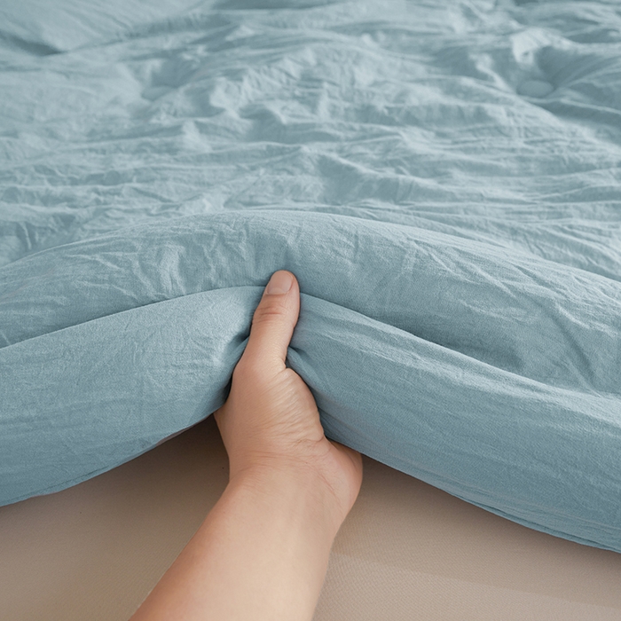 91家纺网 家纺一手货源 找家纺 锦尚坊被芯馆 2026年新款双层纱大豆被柔软针织棉夏被冬被春秋被子空调被芯 蓝灰色