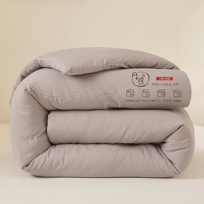 91家纺网 家纺一手货源 找家纺 锦尚坊被芯馆 2026年新款双层纱大豆被柔软针织棉夏被冬被春秋被子空调被芯 灰色
