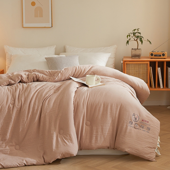 91家纺网 家纺一手货源 找家纺 锦尚坊被芯馆 2026年新款双层纱大豆被柔软针织棉夏被冬被春秋被子空调被芯 卡其色