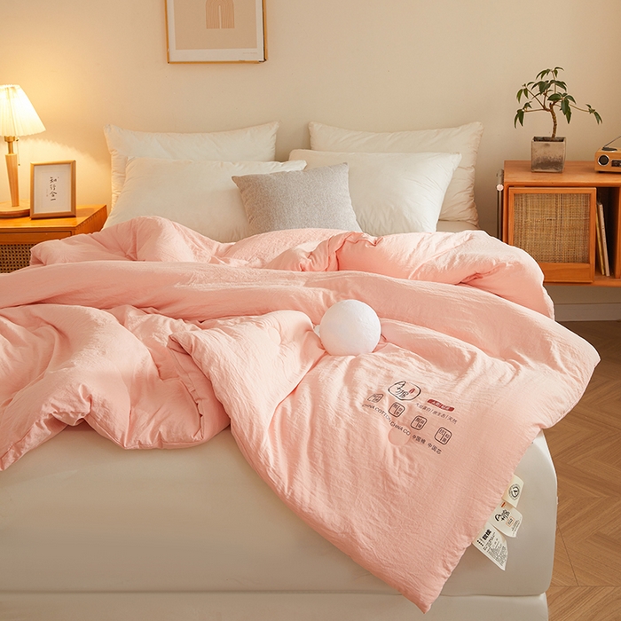 91家纺网 家纺一手货源 找家纺 锦尚坊被芯馆 2026年新款双层纱大豆被柔软针织棉夏被冬被春秋被子空调被芯 玉色