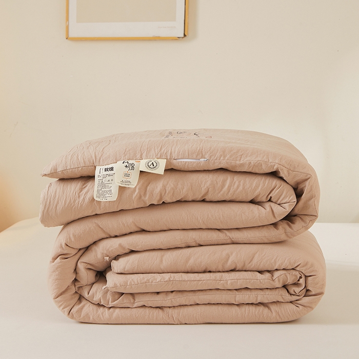 91家纺网 家纺一手货源 找家纺 锦尚坊被芯馆 2026年新款双层纱大豆被柔软针织棉夏被冬被春秋被子空调被芯 卡其色