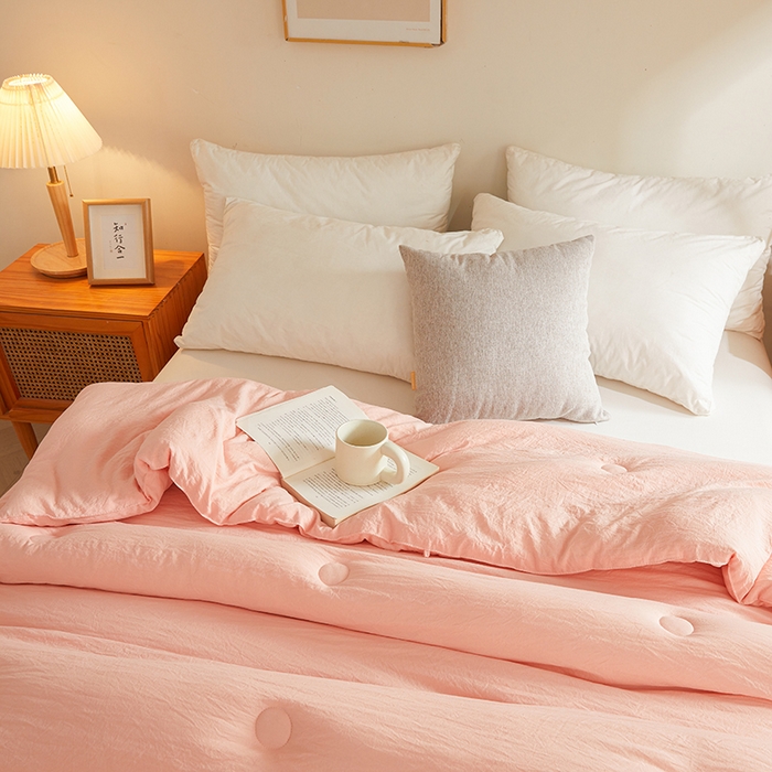 91家纺网 家纺一手货源 找家纺 锦尚坊被芯馆 2026年新款双层纱大豆被柔软针织棉夏被冬被春秋被子空调被芯 玉色