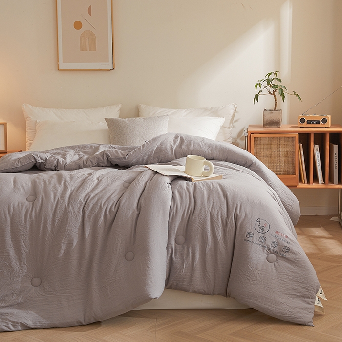 91家纺网 家纺一手货源 找家纺 锦尚坊被芯馆 2026年新款双层纱大豆被柔软针织棉夏被冬被春秋被子空调被芯 灰色